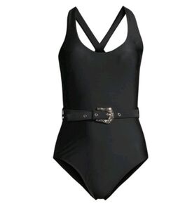 Women Junior Western One-Piece Black Swimsuit L